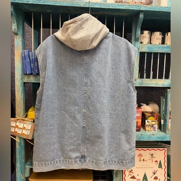 Denim Hooded Vest - Picture 2 of 5